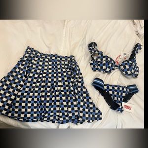 Solid & Stripes Bikini + matching skirt- Never Worn - NWT- Originally $310 All